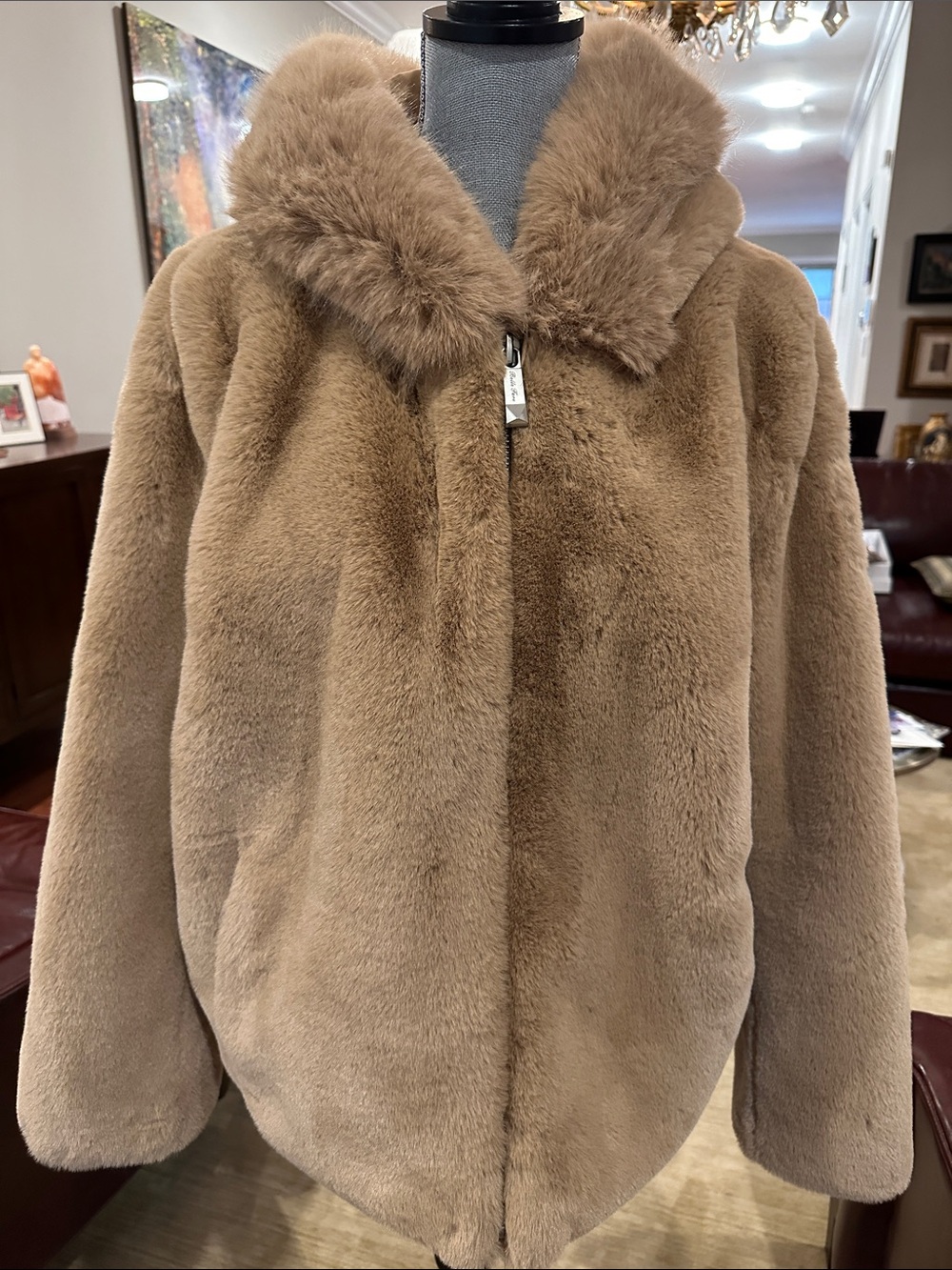Belle Fare Teddy Jacket - Cozy Faux Fur in Camel XL NEW